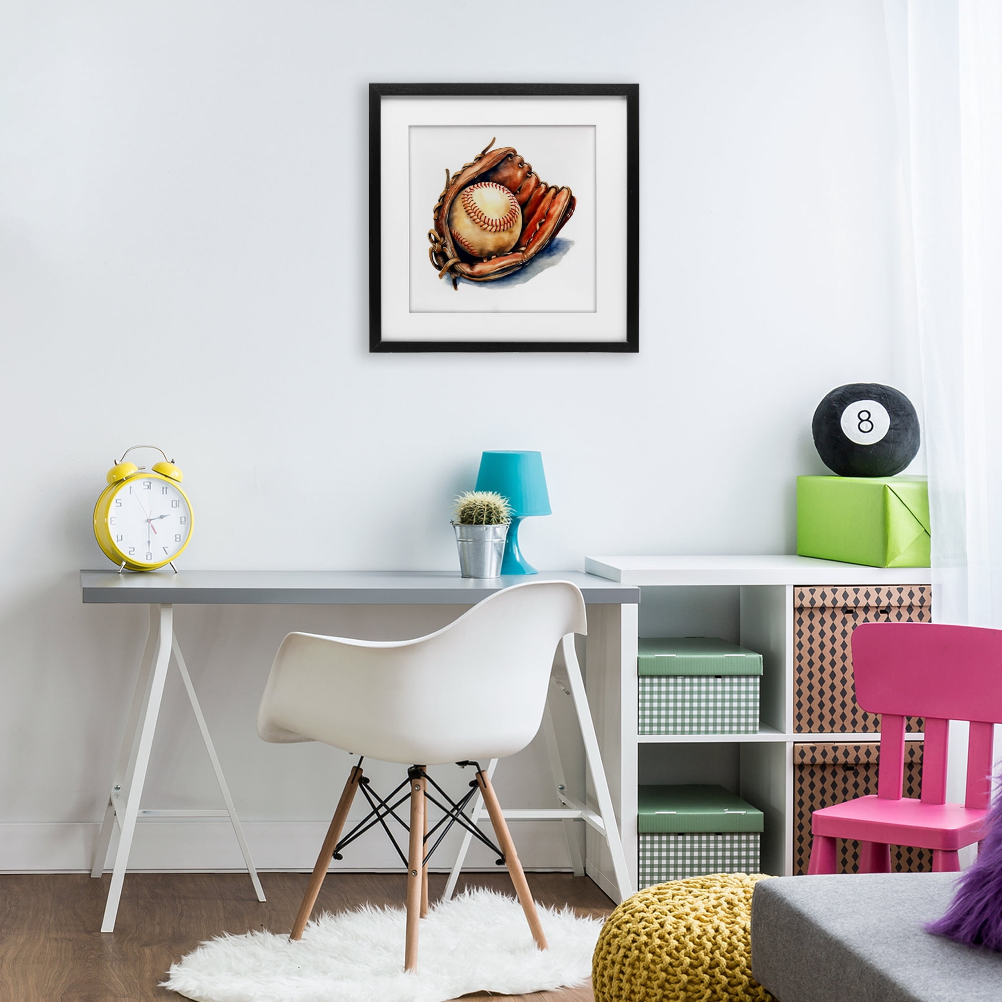 Stupell Industries Glove & Ball in Leather Black Framed Print Under Glass, design by Creative Studio