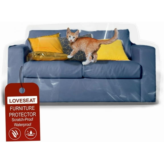 Clear Vinyl Furniture or - Loveseat Cover - 84" W x 40" D x 36" H Rear, 18" H Front