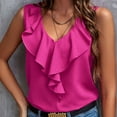 thumbnail image 2 of ameIAEA Women's V Neck Basic Blouses Summer Sleeveless Ruffle Casual Dressy Shirts Solid Color Tops, 2 of 7