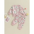 thumbnail image 4 of Wassery Kids Girl Fall Outfits 3M 6M 12M 18M 24M 3T 4T Toddler Girl Floral Print Long Sleeve Round Neck Sweatshirt Long Pants Set 2 Piece Autumn Clothing for Newborn Girl, 4 of 8