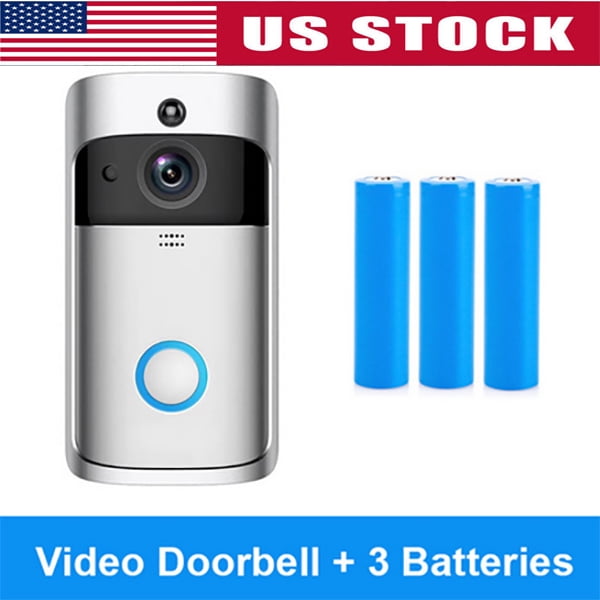 Wireless WiFi Doorbell PIR 1080P Intercom Security Camera Ring Bell & 2 Battery 