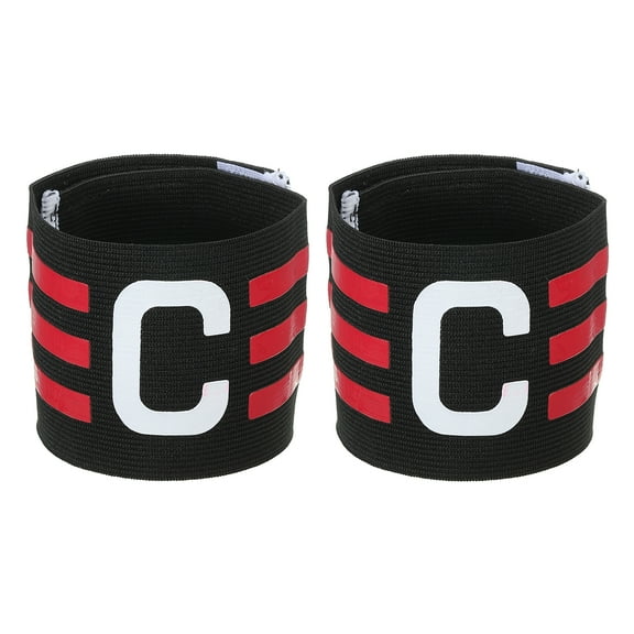 Captain Armband Adjustable Elastic Soccer Captain's Arm Band, Black Rose Red, 2 Pack