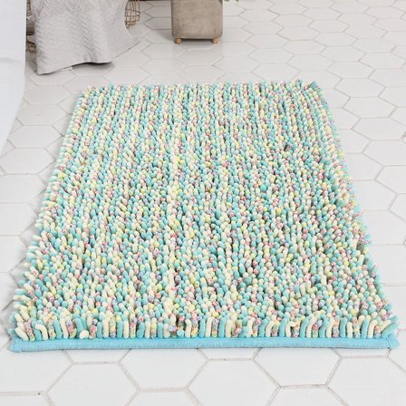 ERDOUY Luxury Bathroom Rug Mat, Extra Soft and Absorbent Microfiber Bath Rugs, Non-Slip Plush Shaggy Bath Carpet, Machine Wash Dry, Bath Mats for Bathroom Floor,（Dazzling Sky Blue）