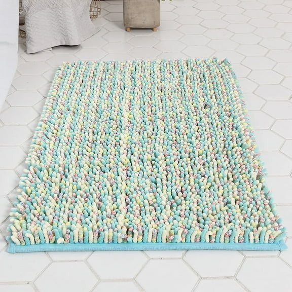 ERDOUY Luxury Bathroom Rug Mat, Extra Soft and Absorbent Microfiber Bath Rugs, Non-Slip Plush Shaggy Bath Carpet, Machine Wash Dry, Bath Mats for Bathroom Floor,（Dazzling Sky Blue）