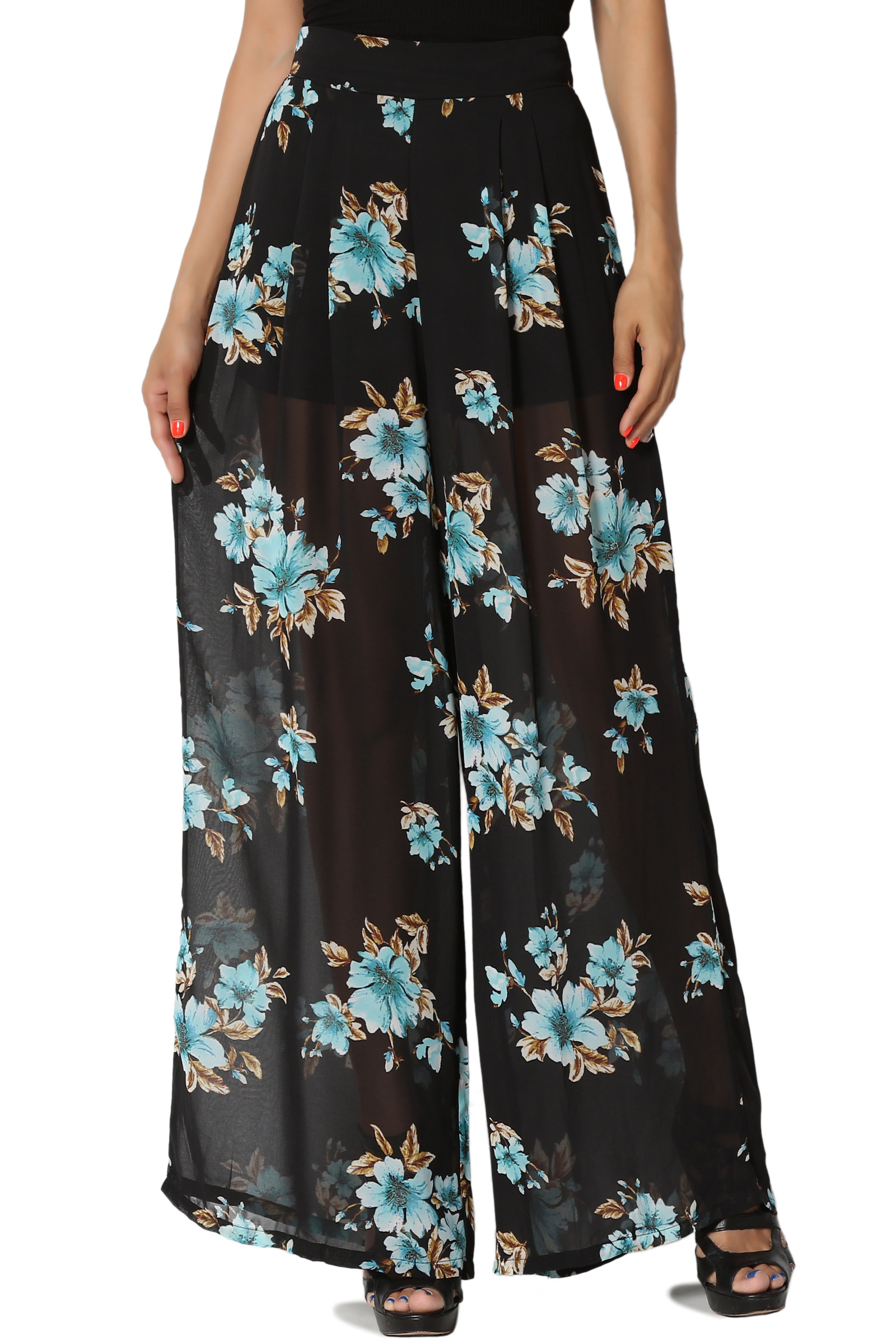 Floral Print Sheer Chiffon Elastic 
