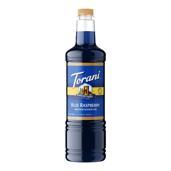 Torani Sugar Free Blue Raspberry Flavouring Syrup, 1 Liter + Gold Pump