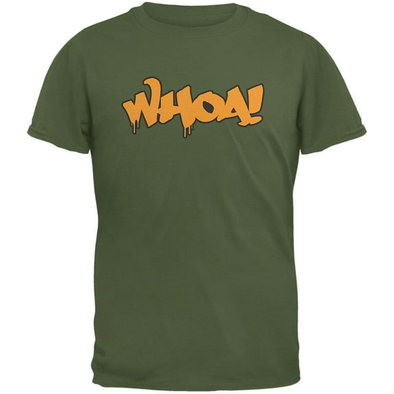 Whoa! Graffiti Military Green Adult T-Shirt - Small