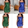 thumbnail image 2 of Yokua Women's Sparkly Sequined Spaghetti Strap Backless Bodycon Nightclub Mini Dress, 2 of 16