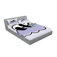 thumbnail image 2 of Ambesonne Animal Fitted Sheet & Pillow Sham Set, Sleeping Panda on Cloud, Full, Lilac Black, 2 of 2