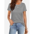 thumbnail image 6 of Womens Summer Casual Short Sleeve Tunics Tops Crew Neck Blouses Dressy Basic Shirts, 6 of 6