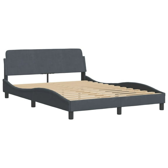 vidaXL Bed Frame without Mattress Dark Gray 53.9"x74.8" Velvet