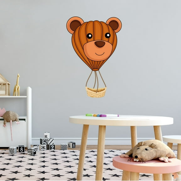 Home Wall Decal - 0 - Cute Hot Air Balloon Design Cute Flying Teddy Bear Hot Air Balloon - Proudly Hand Made Decal - Size: 7 In(W) x 10 In(H)