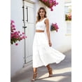 thumbnail image 4 of Women'S Casual Smock Layered Tiered Skirt High Waisted A Line Flowy Long Skirts with Pockets White XL, 4 of 9
