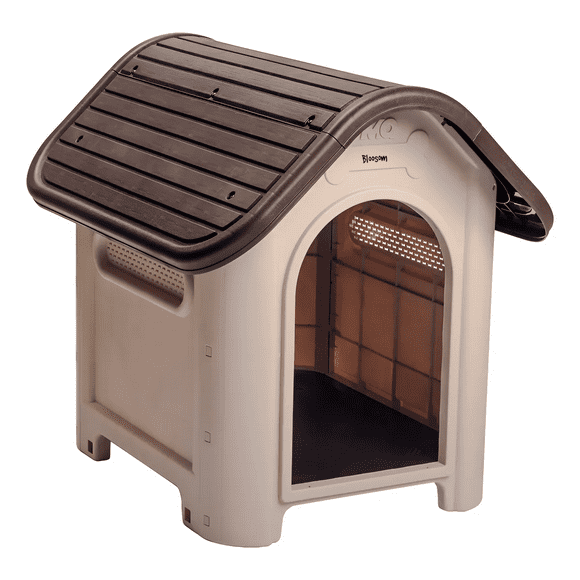 Casa De Perro Bloosom Raza Mediana +plato Marca Mq Color Wengue