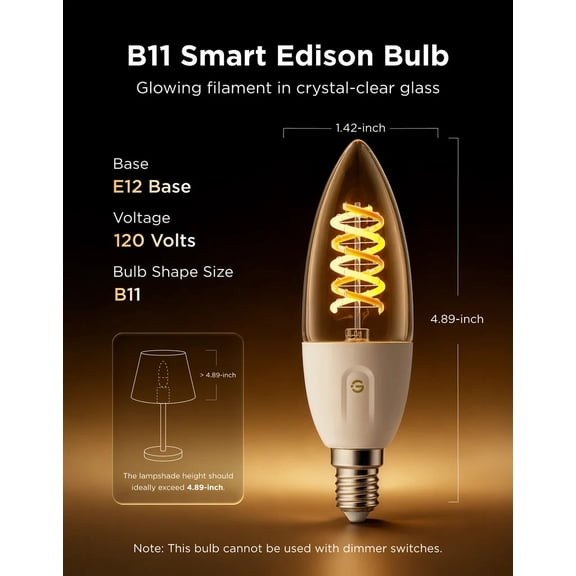 Govee E12 LED Candle Bulb, Smart Chandelier Light Bulbs for Living Room,2pack