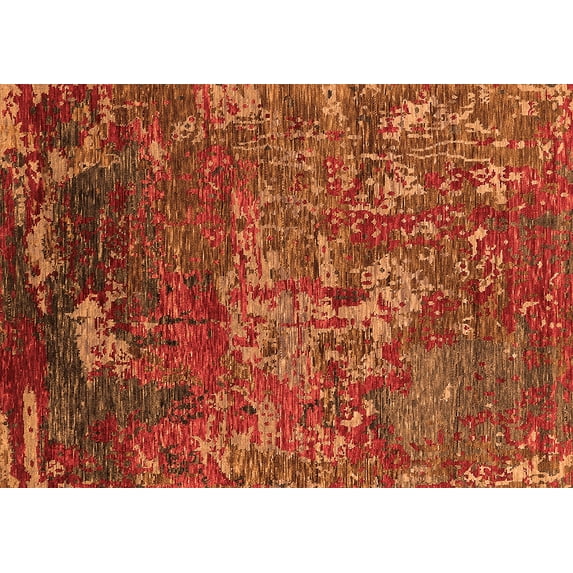 Ahgly Company Indoor Rectangle Oriental Orange Industrial Area Rugs, 6' x 9'
