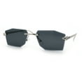 thumbnail image 5 of Luxe Bevel Geometric Square Rectangle Rimless Cougar Head Sunglasses Silver - Black, 5 of 8