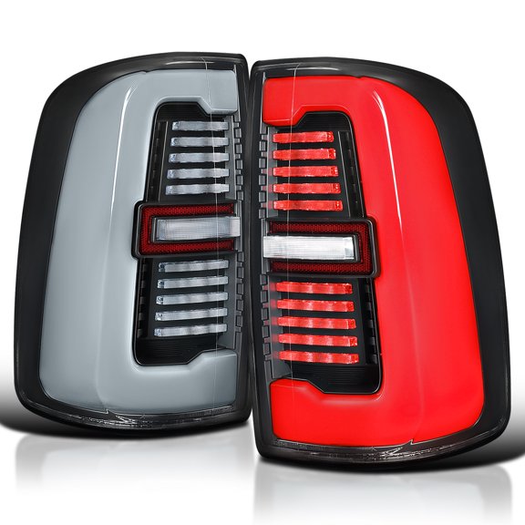 Spec-D Tuning Full LED Black Tail Lights w/ Sequential Turn Signals & Startup Animation Compatible with 2019-2024 Dodge Ram 2500/3500, Left   Right Pair Headlamps Assembly