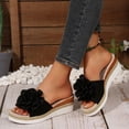 thumbnail image 3 of Flower Dress Sandals for Women 2025 Trendy Boho Summer Peep Toe Platform Slip on Espadrilles Wedge Slides, 3 of 7