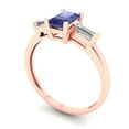 thumbnail image 2 of 0.8 ctw 3 Stone Anniversary Ring for Women | Emerald Cut Simulated Tanzanite | Hyperallergenic Solid 18K Rose Gold, 2 of 5