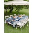 thumbnail image 3 of Outdoor Tablecloth with Umbrella Hole and Zipper, Blue Poinsettia Christmas Rectangle Table Cloth 52x70 Inch Waterproof Tablecloth, Xmas Botanical Balls Snowflake Vintage Picnic Table Cover for Patio, 3 of 7