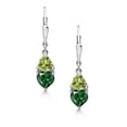 thumbnail image 2 of Gem Stone King 925 Sterling Silver Green Nano Emerald and Green Peridot Dangle Leverback Earrings for Women (2.36 Cttw, Gemstone May Birthstone, Heart Shape 6MM, Trillion 5MM), 2 of 4