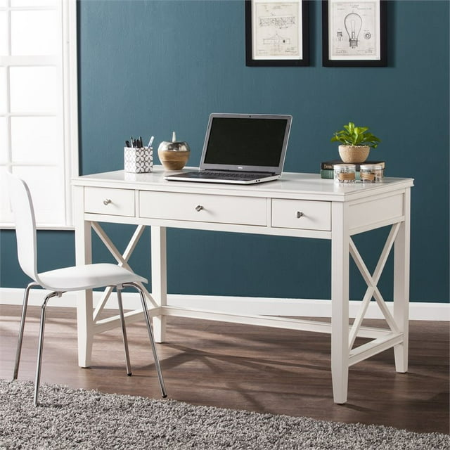 SEI Furniture Larksmill Farmhouse Writing Desk in White