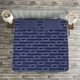 thumbnail image 3 of Ambesonne Navy Blue Quilted Bedspread Set 3 Pcs, Marine Knots Pattern, King Size, Dark Blue White, 3 of 3