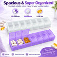thumbnail image 3 of Large Pill Organizer, Bug Hull 2 Pcs Weekly Pill Organizer, 7 Day Pill Case, Travel Medicine Organizer, Purple & White, 3 of 8
