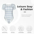 thumbnail image 6 of Uemuo Blue Checkboard Pattern Women's One Piece Short Sleeve Swimsuit Rash Guard Surfing Modest Quick-drying Swimsuit Beach Essentials-X-Large, 6 of 9