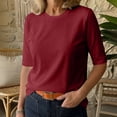 thumbnail image 5 of Women Breathable T-Shirt New Half Sleeve T-Shirt for Women - Summer Crew Neck Loose Basic Tee, Lightweight Comfy Versatile Tops Daily Wear L, 5 of 7