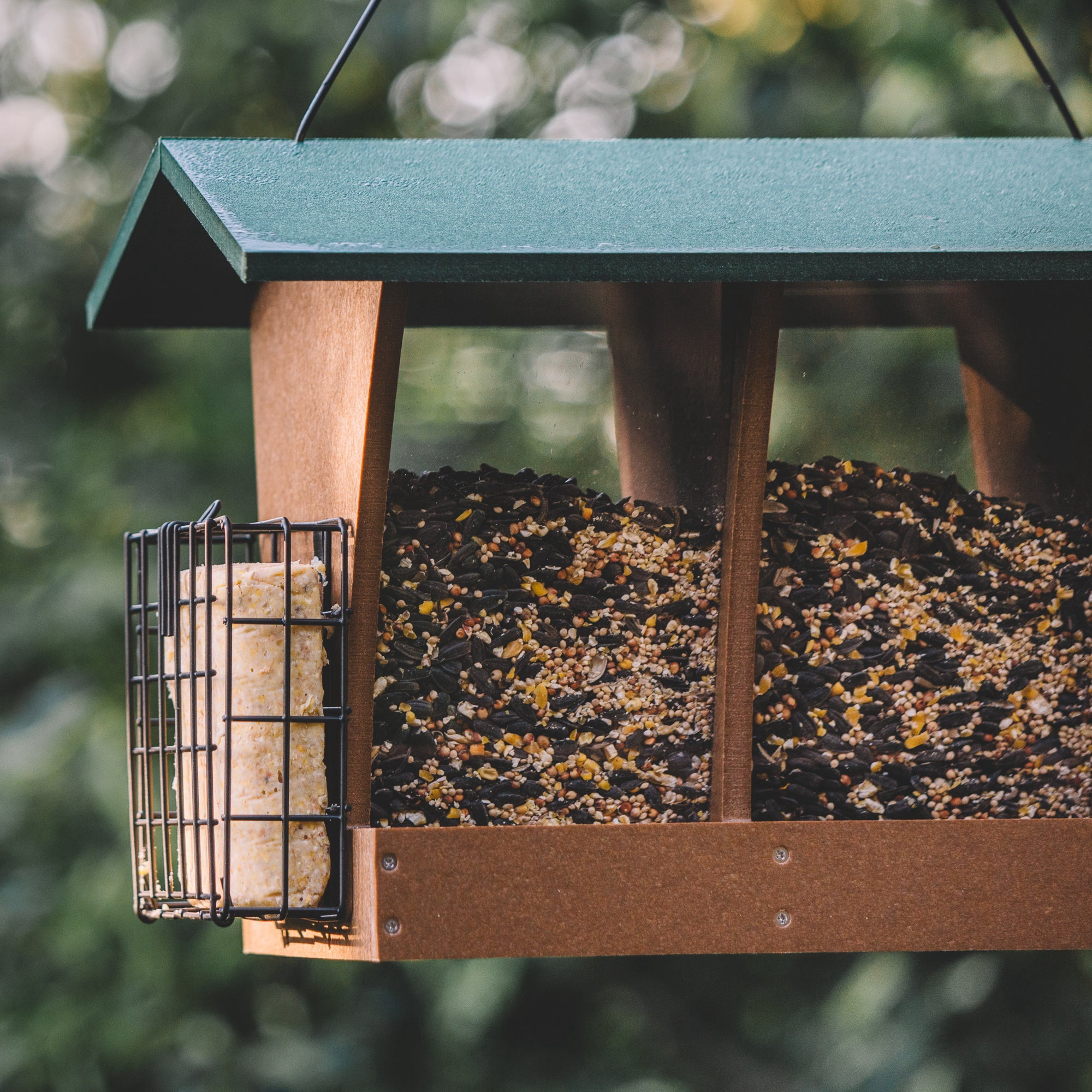 Backyard Expressions REDWOOD Plastic Lumber Bird Feeder w/ Suet Cages