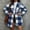 Blue, variant on Women’s Pink Buffalo Plaid Teddy Fleece Coat - Fall Winter, Mid-Length Notched Lapel, Inclusive Sizes S-XXL, Machine Washable,Size S