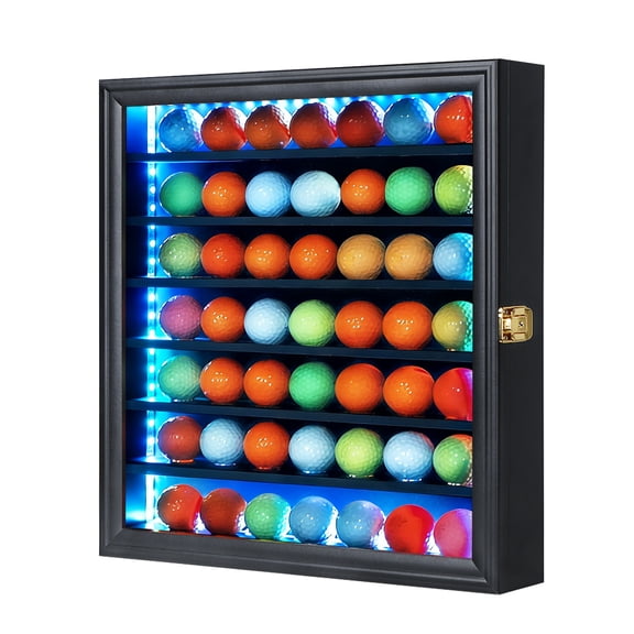 LED Golf Ball Display Box for Wall, 49 Capacity Golf Ball Showcase Case for Sports Collectors and Ideal Golf Gift (19*4 in)
