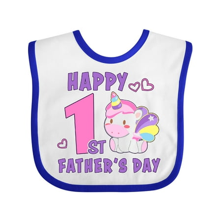 

Inktastic Happy 1st Fathers Day with Unicorn Gift Baby Girl Bib