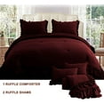 thumbnail image 2 of D.N.G. BEDDINGS 5 Piece Luxury 5 Inch Two Layer Ruffle Comforter Set Premium Super Soft, 800 TC, 100% Egyptian Cotton, Super Soft, King/California King Size Wine Color, 2 of 7