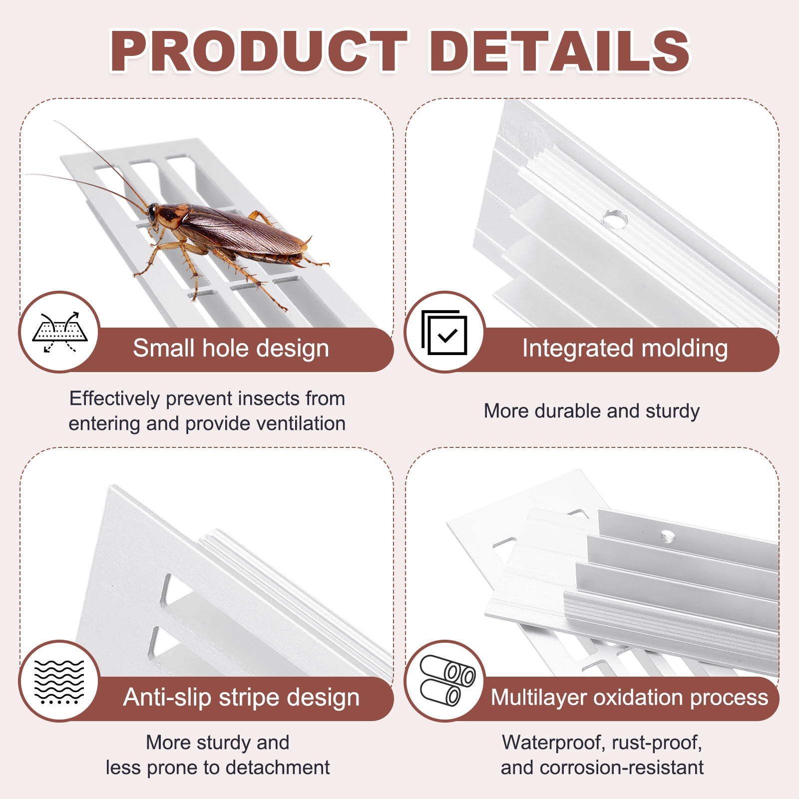 Uxcell 2 Pcs Door Air Vent Cover, 11.8"x1.4" Aluminum Rectangle Grille Ventilation Cover Toe Kick Vent Guard for Cabinet Wardrobe Ceiling Door Wall Floor Garage Furniture, Silver