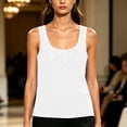 thumbnail image 6 of Wooowa Women's Tank Tops Round Neck Rhinestone Decor Sleeveless Thick Strap Summer Sparkle Skinny Shirt Top, 6 of 6