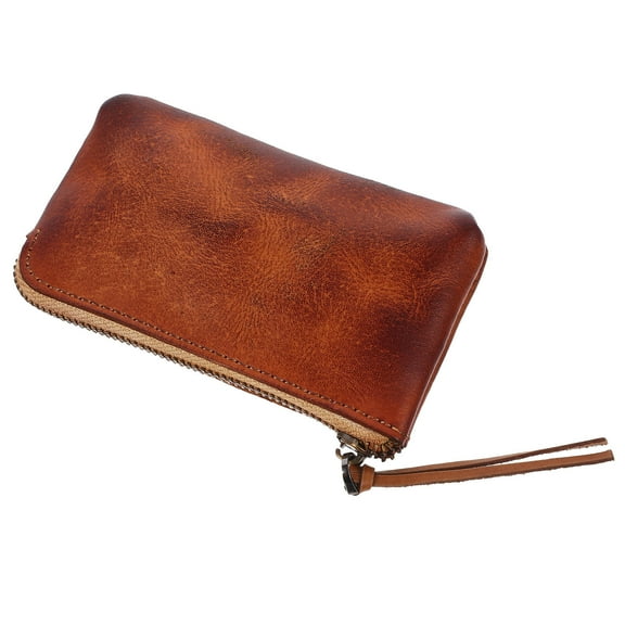 PAMINGONO 1Pc Lightweight Coin Purse Rectangular Yellow Leather For Women And Men Cash Storage Office Daily Use