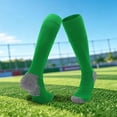 thumbnail image 2 of JCCXIN Toddler Kids Boys Athletic Socks Cotton Football Knee High Socks With Padded Guard Pocket Breathable Outdoor Sports Socks Skin-Friendly Home Everyday Wear,Green,8-12 Years, 2 of 4