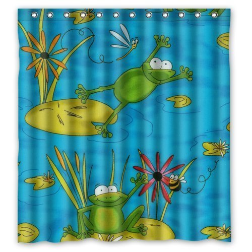 MOHome Green Frog Pattern Design Shower Curtain Waterproof Polyester