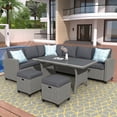 thumbnail image 2 of Patio Furniture Set, 5 Piece Outdoor Conversation Set, Dining Table Chair with Ottoman and Throw Pillows(As same as WY000076EAA) 05AAE, 2 of 9