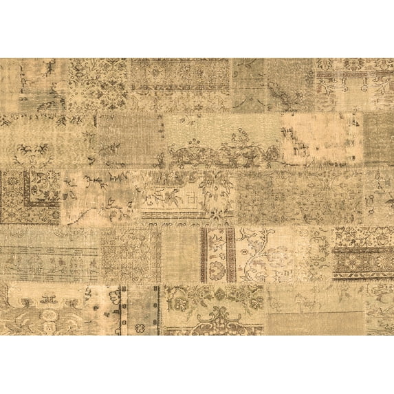 Ahgly Company Indoor Rectangle Patchwork Brown Transitional Area Rugs, 2' x 4'