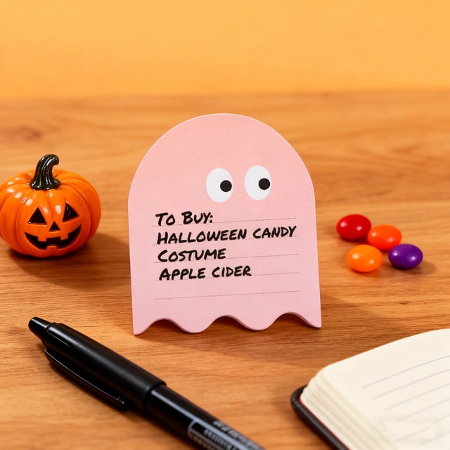Ghost Shape Sticky Notepad Halloween Themed Memo Pads Adhesive Daily Planner Sticky Pads for Office School Use
