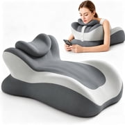 Alylo Ergonomic Prone Sleeping Wedge Pillow with Adjustable Head Rest, Foam Bed Cushion, Gray