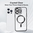 thumbnail image 2 of for iPhone 15 Pro Max Magnetic Case, Compatible with MagSafe, Built-in Camera Lens Protector, Luxury Plating Soft TPU Clear Shockproof Slim Thin Cover 6.7'', Black, 2 of 12
