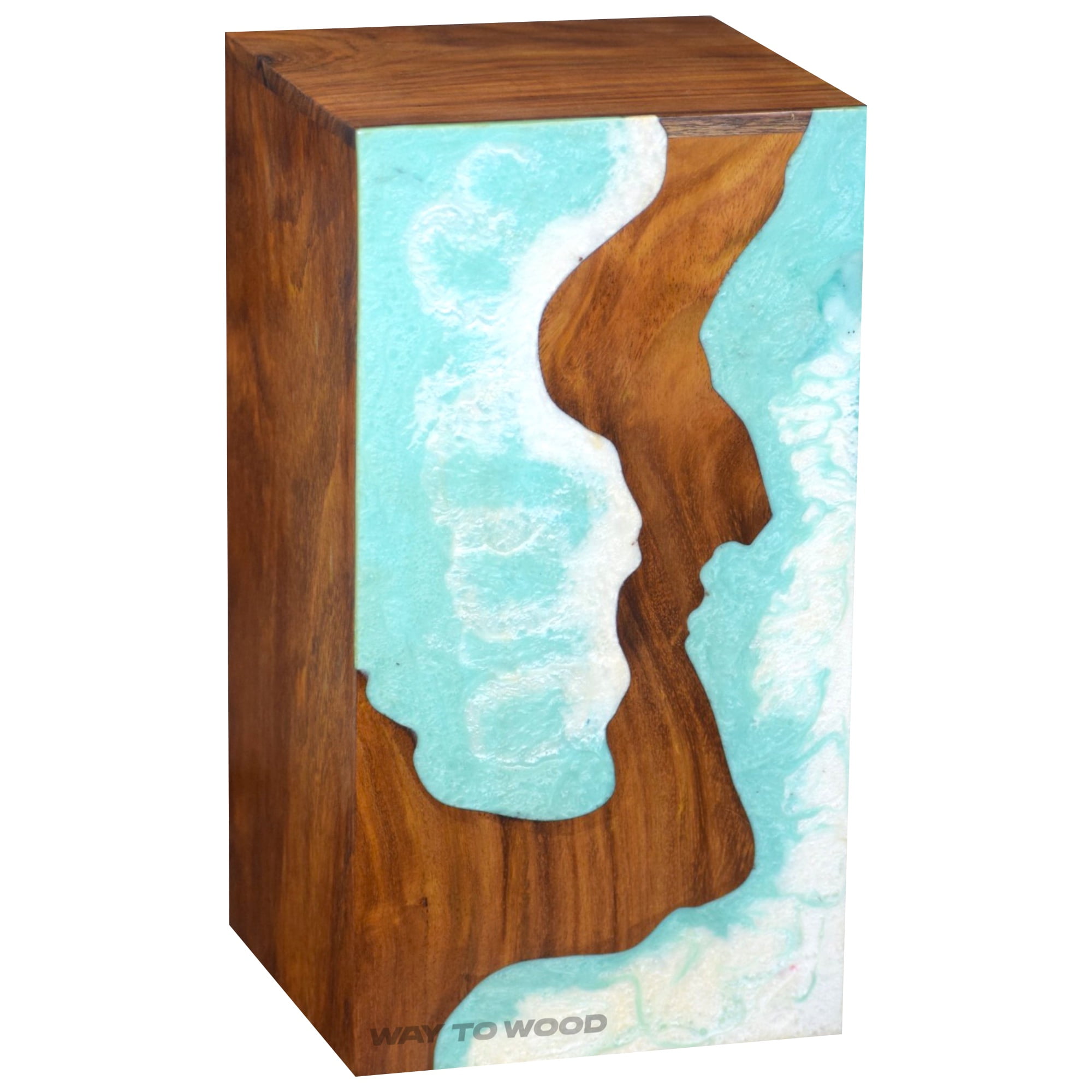 Wooden Urn for Human Ashes Adult Male, Female – Personalized Cremation Urns - Ocean Wooden Resin Urn for Burial & Home Memorial - Decorative Urn Box for Pet Ashes