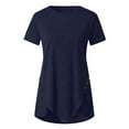 thumbnail image 4 of Lenago Womens Tops Plus Size Short Sleeve Button Solid O-Neck Irregular T-shirt Blouse Tops, 4 of 6