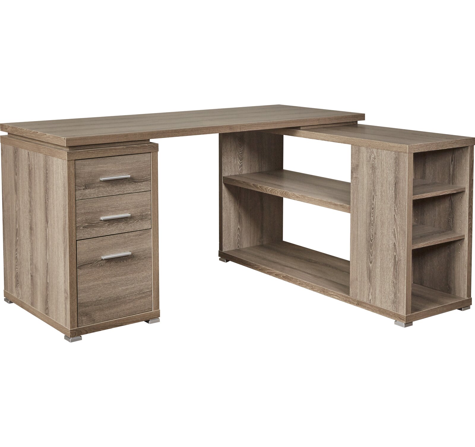 Drewes Reversible LShaped Executive Desk, Features Soft Close Drawers, 23.75''