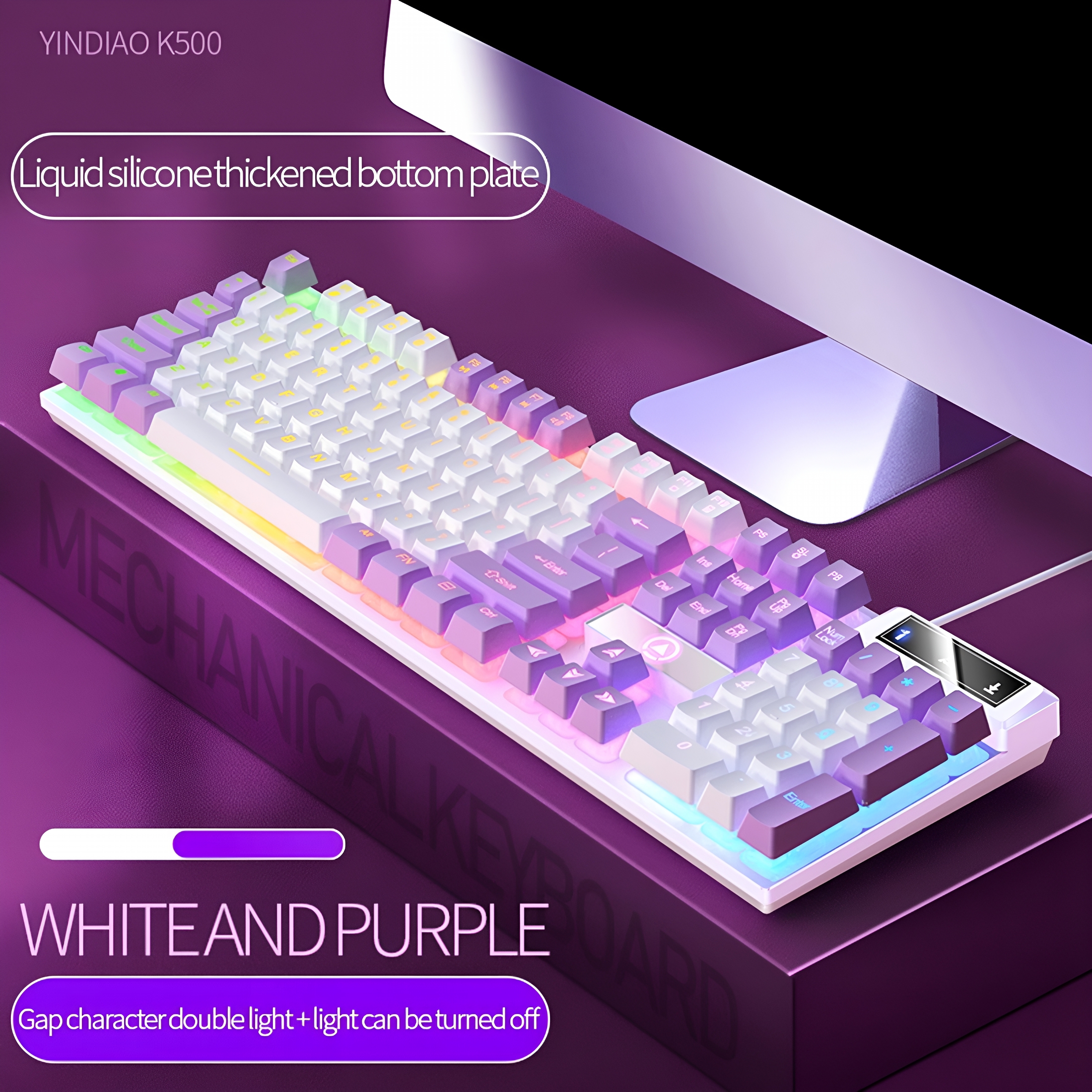 GJX 2026 New Mechanical Gaming Keyboard Usb Rgb Backlit Game Office,White for Gaming,Office Use,Typing,Work,Study,Programming